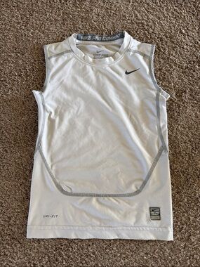 Nike White Sleeveless Compression Training Top